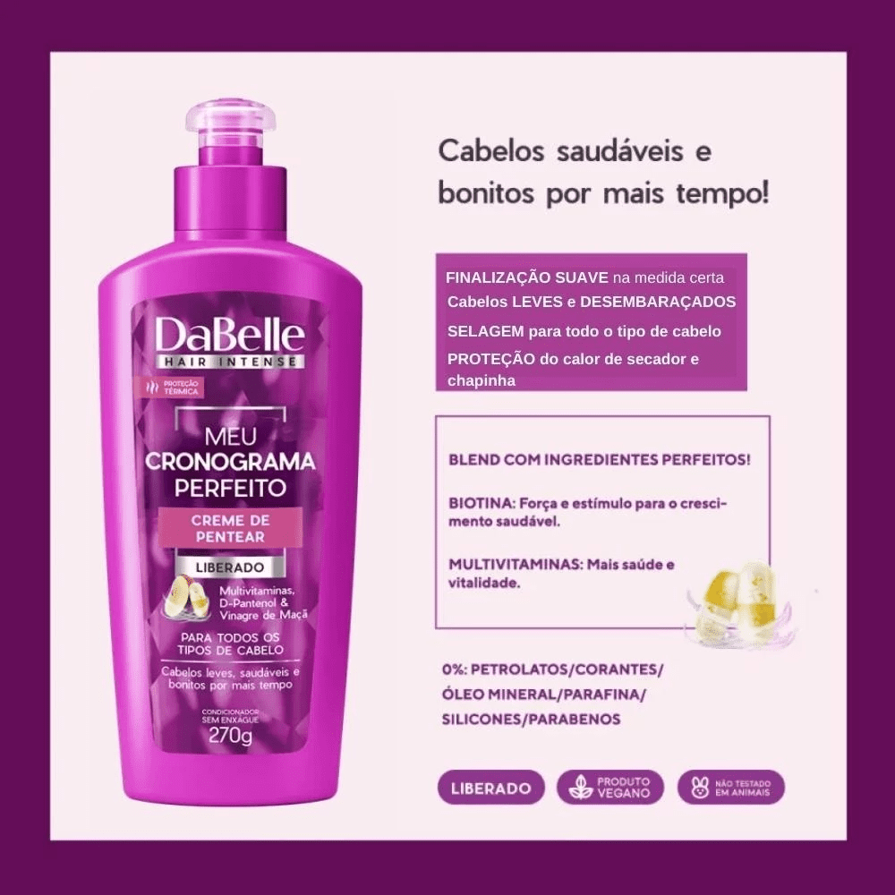 Dabelle Hair Intense Meu Cronograma Perfeito Creme de Pentear Liberado 270g - Imagem 2