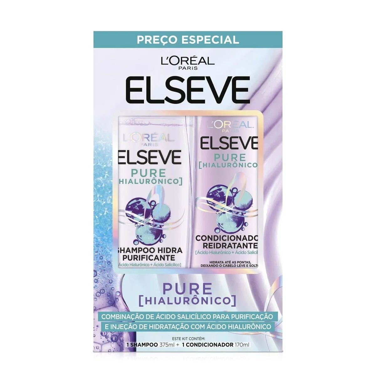 Kit Sha 375ml + Cond 170ml Elseve Pure Hialuronico