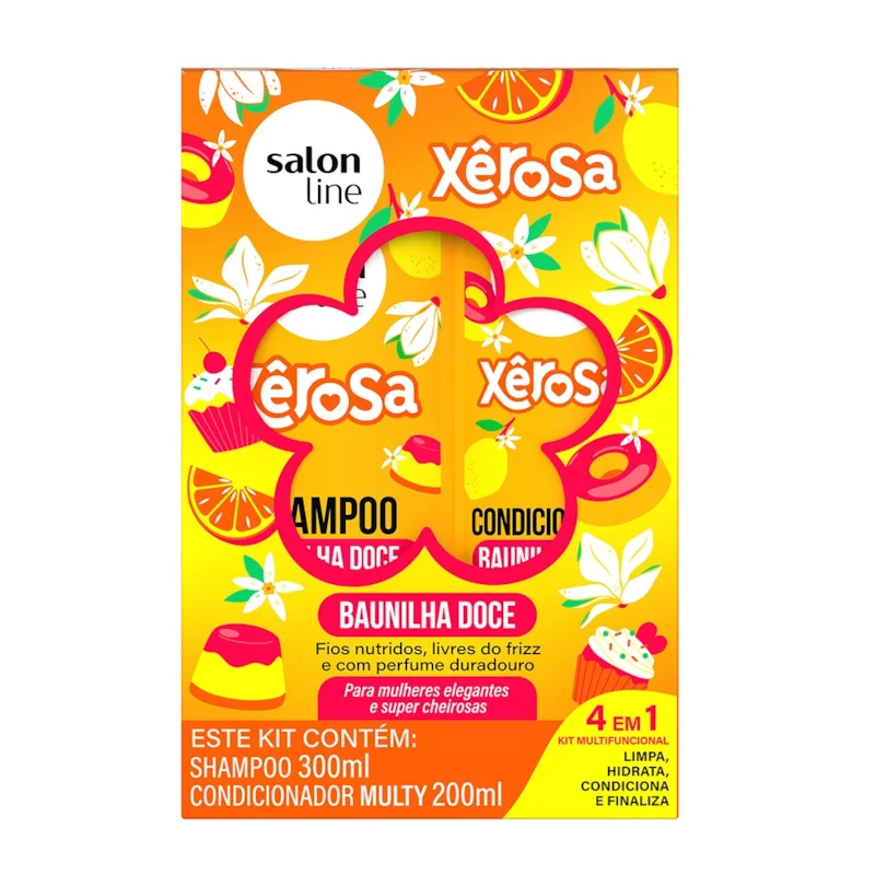 Kit Sham 300ml + Cond 200ml Salon line Xerosa Baunilha Doce