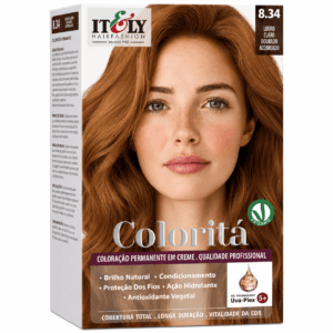 Itely Hair Fashion Coloraçao Profissional Louro Claro Dourado Cobre 8.34