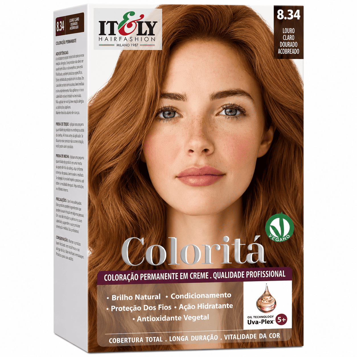 Itely Hair Fashion Coloraçao Profissional Louro Claro Dourado Cobre 8.34