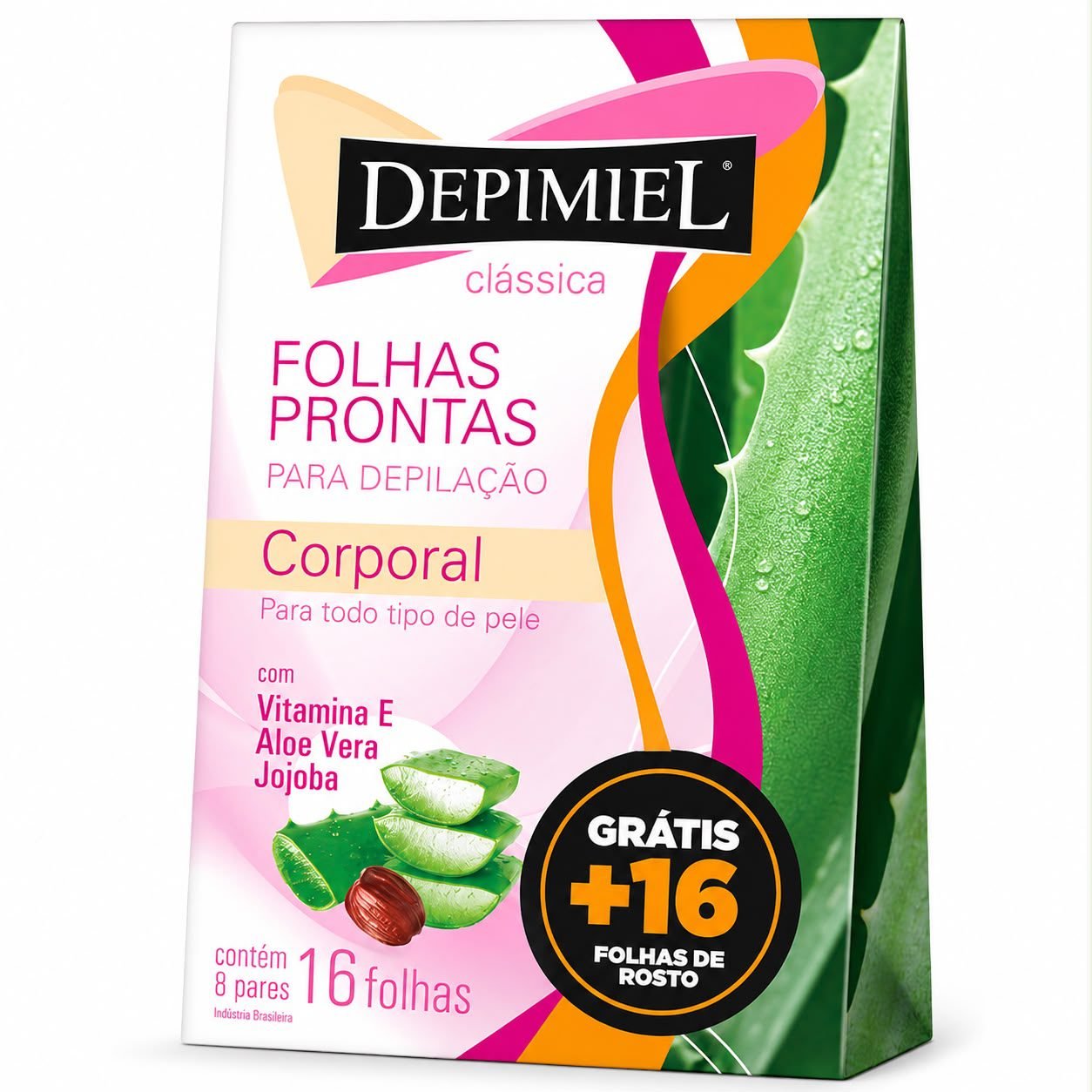 Folhas Prontas Para Depilação Facial com Vitamina E/Aloe Vera / Jojoba 16 un