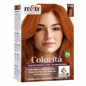 Itely Hair Fashion Coloraçao Profissional Louro Medio Cobre Dourado 7.43